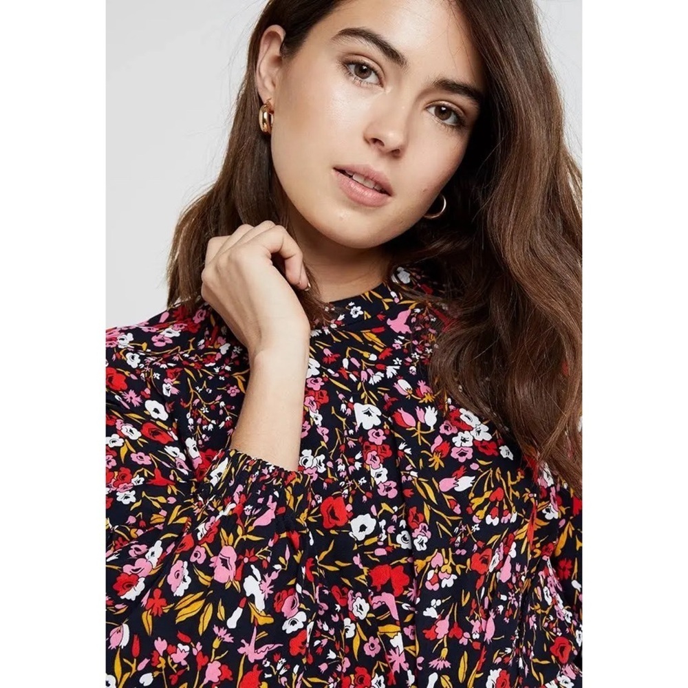 Whistles Floral Meadow Flippy Dress in Black and Pink - Picture 3 of 9